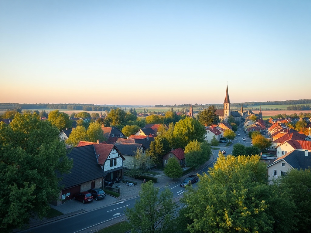 Bocian w locie nad krajobrazem Kowalskiego, symbol powrotu wiosny i tradycji lokalnych