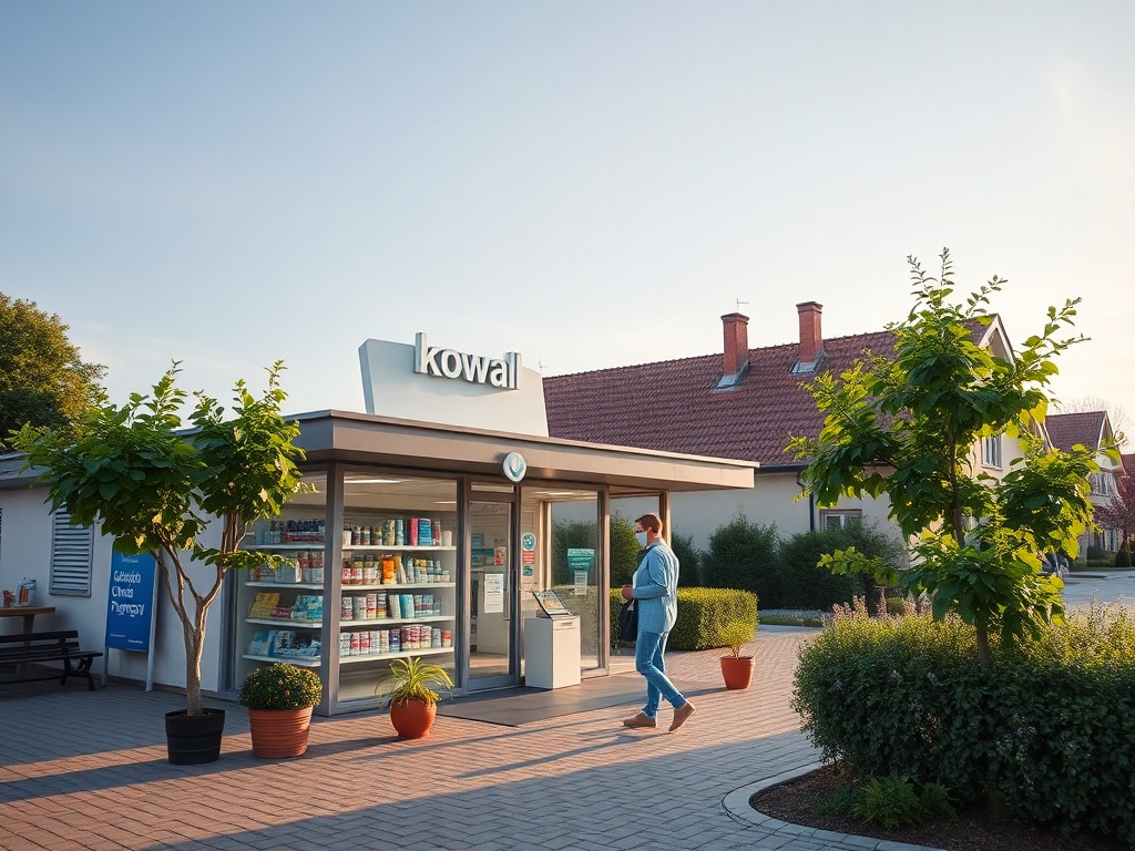 Ilustracja przedstawiająca kolejkę pacjentów do gabinetu lekarskiego, z tekstem nawiązującym do kolejek do specjalistów w Kowalu.