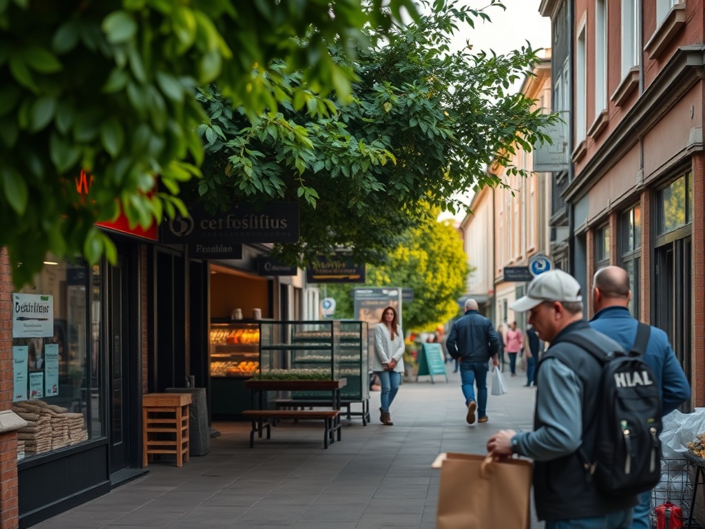 Grafika przedstawiająca dron nad miastem, symbolizująca rozwój technologiczny Kowala i jego armadę dronową oraz centrum kompetencji.